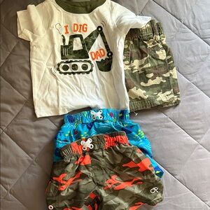 6-9m short and top set , 2 6-9m swim shorts NWOT